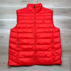 Polo Ralph Lauren Packable Puffer Vest - Men's Size 2XLT -Red Orange- Brand New